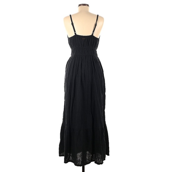 Pact Coastal Double Gauze 100% Organic Cotton Black Cami Maxi Dress with Pockets - Picture 3 of 10